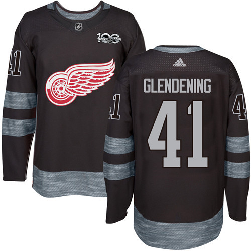 Adidas Red Wings #41 Luke Glendening Black 1917-100th Anniversary Stitched NHL Jersey
